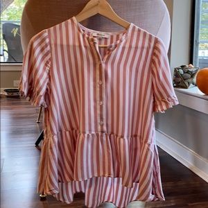 Madewell Studio Ruffle-Hem Top in Cecilia Stripe